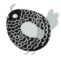 A sable and silver chicken with a lace pattern