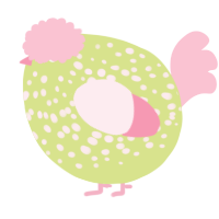 A lemon and rose chicken with a speckle pattern