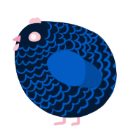 A tumblr and ultramarine chicken with a lace pattern