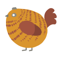 A orange and russet chicken with a bar pattern