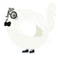 A white chicken with a half-lace pattern