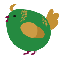 A viridian and gold chicken with a neck-band pattern