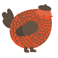A vermilion and bark chicken with a lace pattern