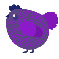 A overcast and violet chicken with a lace pattern