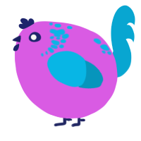 A orchid and cerulean chicken with a neck-speckle pattern