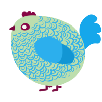 A gluppy and sky chicken with a double-lace pattern