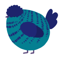 A sea and navy chicken with a bar pattern