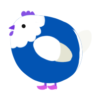 A ultramarine and white chicken with a head pattern