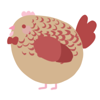 A beige and red chicken with a half-lace pattern