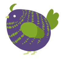 A overcast and chartreuse chicken with a bar pattern