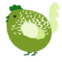 A chartreuse and apple chicken with a half-lace pattern