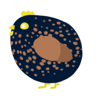 A tumblr and brown chicken with a speckle pattern