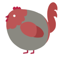 A ash and red chicken with a head pattern