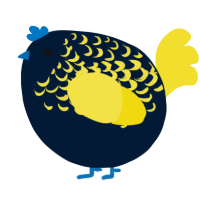 A tumblr and yellow chicken with a half-lace pattern