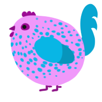 A lavender and cerulean chicken with a speckle pattern