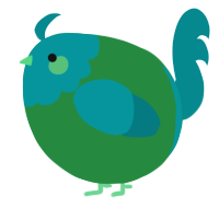 A viridian and teal chicken with a head pattern