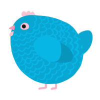 A cerulean chicken with a lace pattern