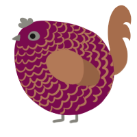 A wine and brown chicken with a lace pattern