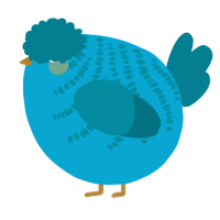 A cerulean and sea chicken with a half-bar pattern