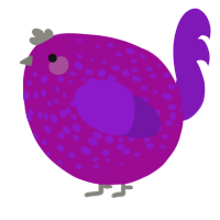 A plum and violet chicken with a speckle pattern