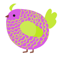 A orchid and lime chicken with a lace pattern