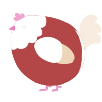 A red and cream chicken with a head pattern