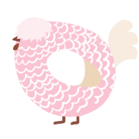 A rose and cream chicken with a lace pattern
