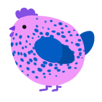 A lavender and ultramarine chicken with a speckle pattern