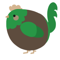 A bark and viridian chicken with a head pattern