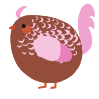 A russet and pink chicken with a half-lace pattern
