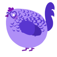 A lilac and indigo chicken with a half-lace pattern
