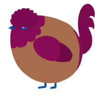 A brown and wine chicken with a head pattern