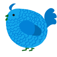 A sky and sapphire chicken with a lace pattern