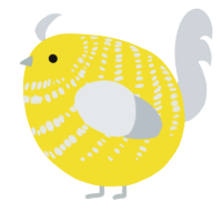 A yellow and mist chicken with a bar pattern
