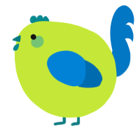 A lime and sapphire chicken