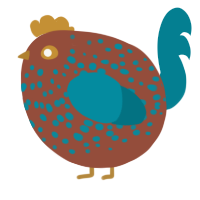 A russet and sea chicken with a speckle pattern