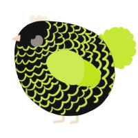 A black and lime chicken with a lace pattern