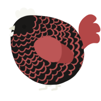A sable and red chicken with a lace pattern