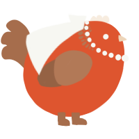 A vermilion and brown chicken with a neck-band pattern