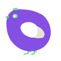 A blurple and white chicken