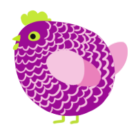 A plum and pink chicken with a lace pattern