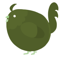 A olive chicken with a head pattern