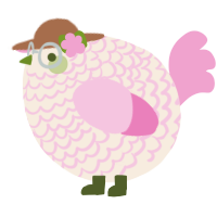 A cream and pink chicken with a lace pattern