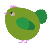 A chartreuse and viridian chicken