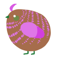A brown and orchid chicken with a bar pattern