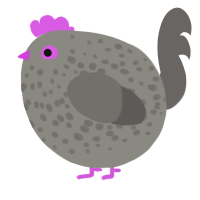 A ash and grey chicken with a speckle pattern