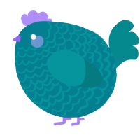 A sea and teal chicken with a lace pattern