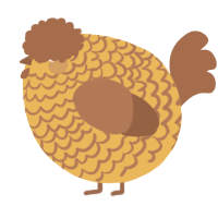 A honey and brown chicken with a lace pattern