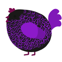 A sable and violet chicken with a double-lace pattern