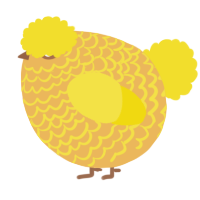 A honey and yellow chicken with a lace pattern